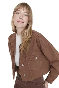 Джинсовая куртка TRENDYOL Стандартная Однотонная synthetic.ua - Фото 1