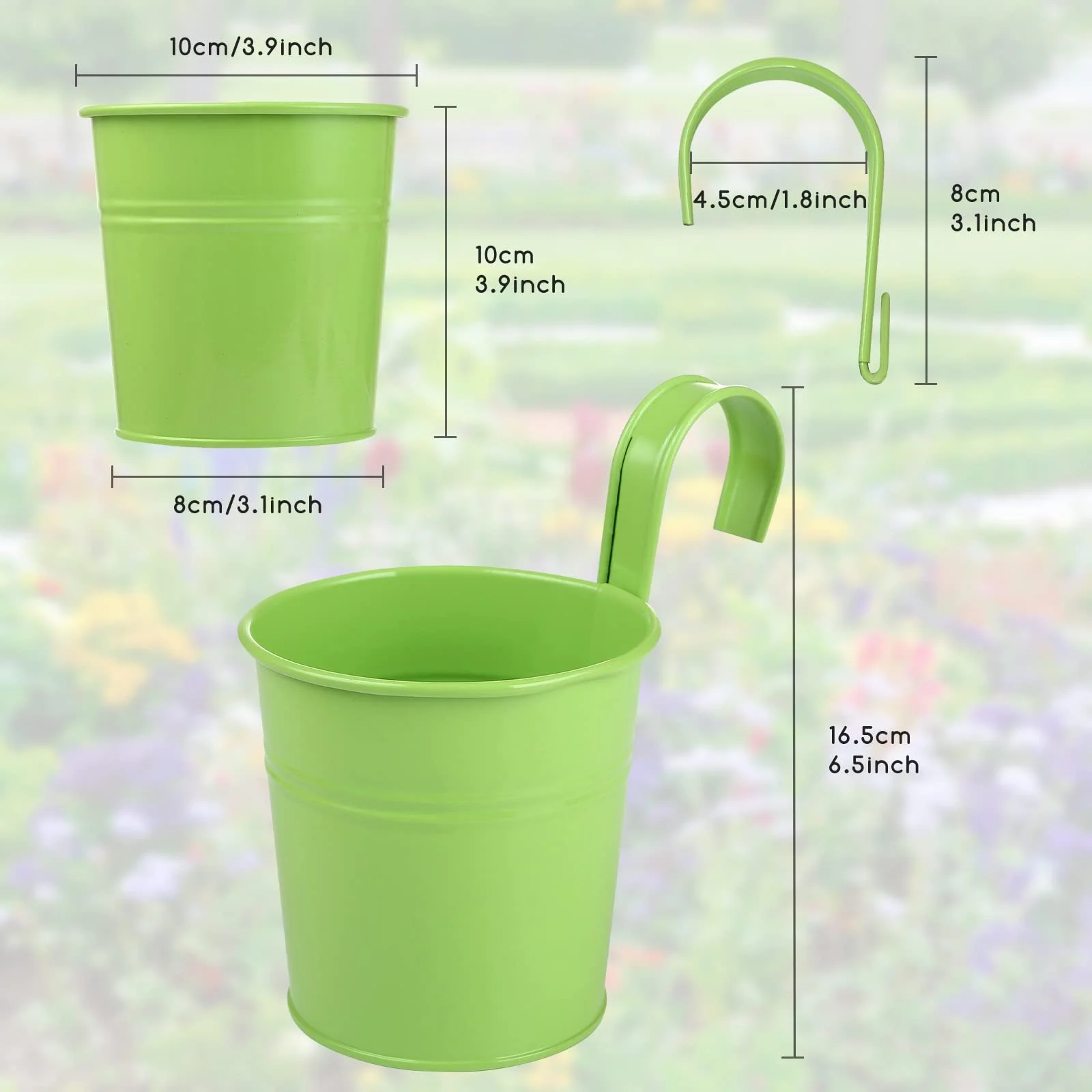 Підвісні горщики LIHAO Металеві зі знімною ручкою-гачком 6 шт. Набір, фото №2 Підвісні горщики LIHAO Металеві зі знімною ручкою-гачком 6 шт. Набір, фото №2