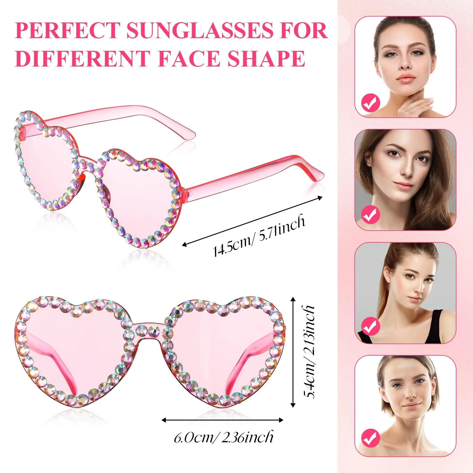 Солнцезащитные очки Сердце Fiada (2 пары), фото №2