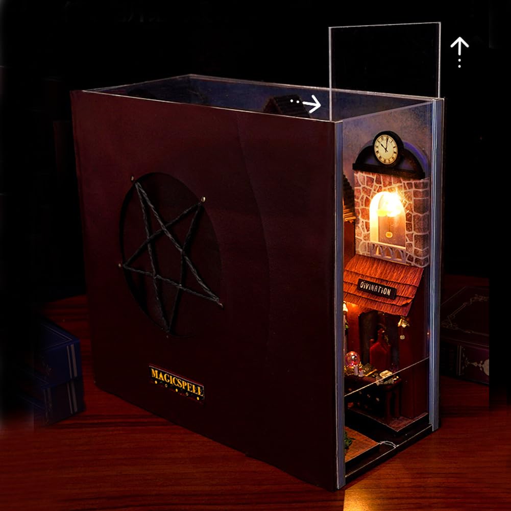 Конструктор Book Nook Dollhouse Puzzle Toy Миниатюрный Magic Bookcase с мебелью и пылезащитной крышкой, фото №2