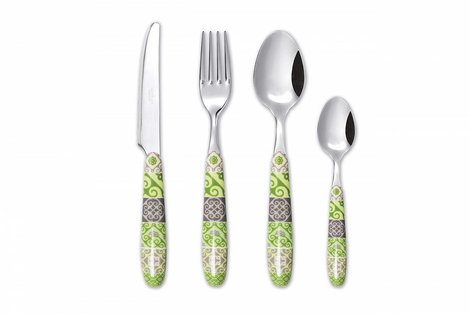 Набор столовых приборов Excelsa Maiolica Green, 24 предмета, фото №1 Набор столовых приборов Excelsa Maiolica Green, 24 предмета, фото №1
