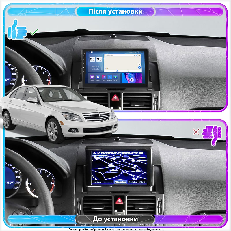 Штатна магнітола Mercedes-Benz C-Клас W204 2006-2011 Element Prime 4/64 CarPlay 4G, фото №2