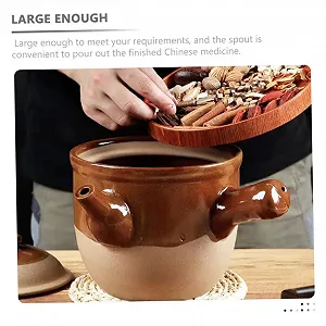 Горшок глиняный термостойкий с крышкой для китайской медицины и кулинарии маленький synthetic.ua - Фото 1