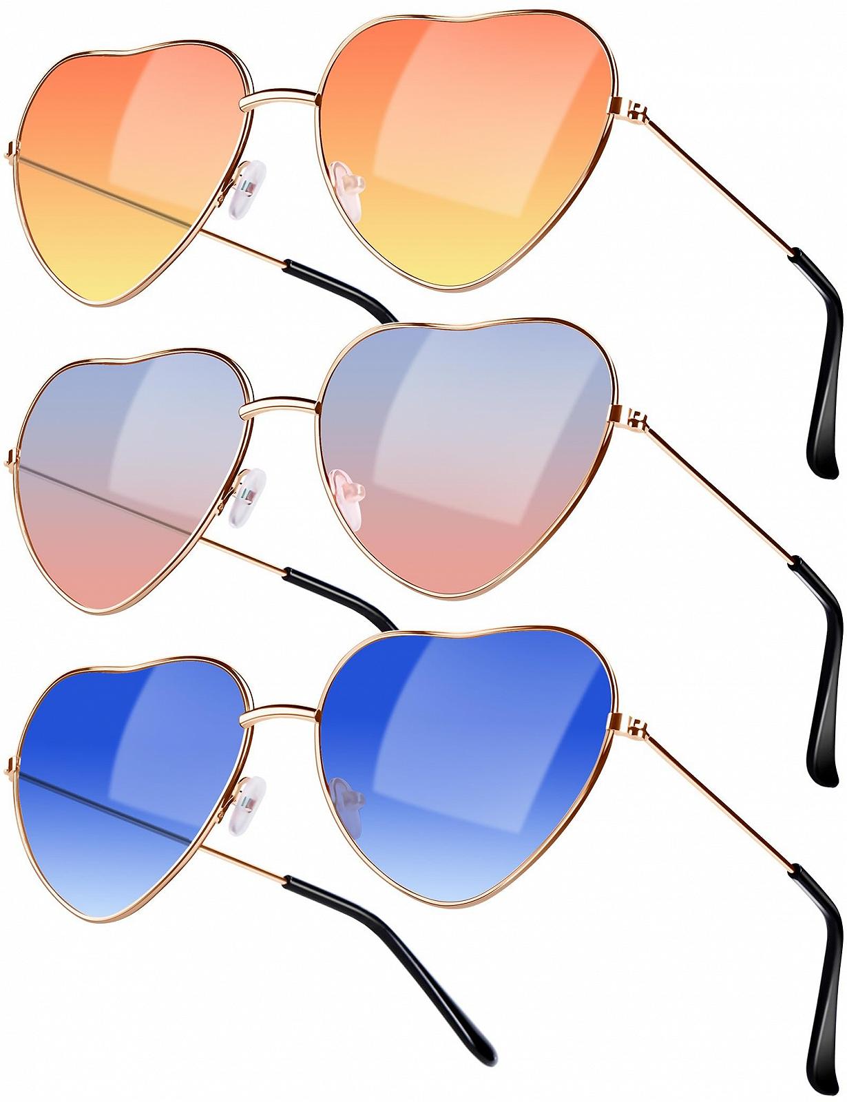 Сонцезахисні Окуляри Серце Kiiwah 3 Пари Ретро Рожевий, блакитний, фото №1