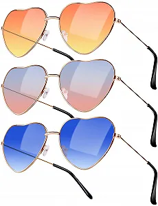 Сонцезахисні Окуляри Серце Kiiwah 3 Пари Ретро Рожевий, блакитний - Фото 1