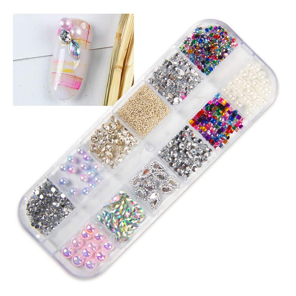 Стразы для ногтей Плоская задняя часть Кристальные жемчужины 12 стилей, фото №1