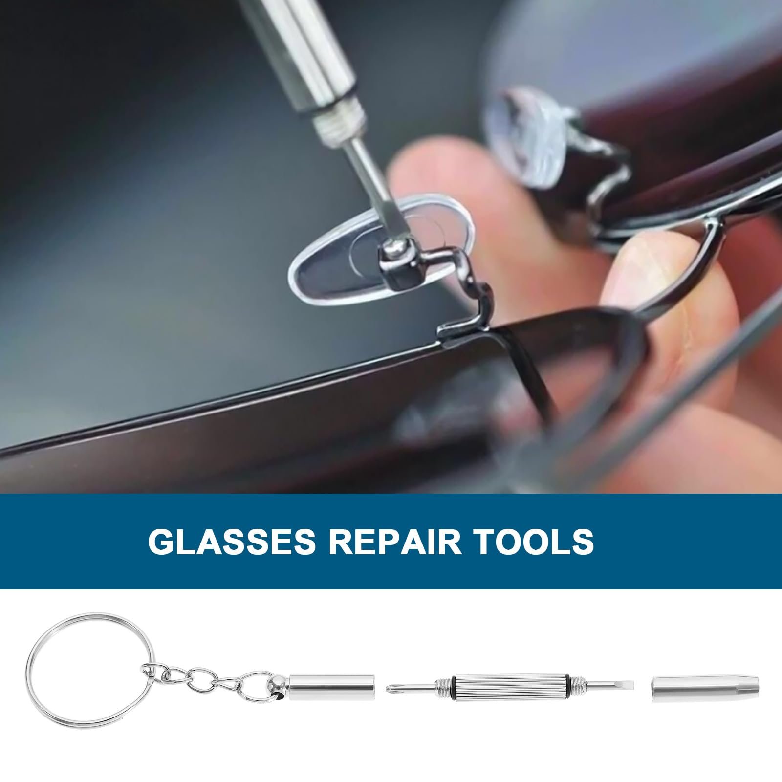 Набір Victoria Pack of 10 Mini Glasses Screwdriver 3-в-1 Комплект для ремонту окулярів Кільце з ключем Міні інструмент Сріблястий Синій, фото №2 Набір Victoria Pack of 10 Mini Glasses Screwdriver 3-в-1 Комплект для ремонту окулярів Кільце з ключем Міні інструмент Сріблястий Синій, фото №2