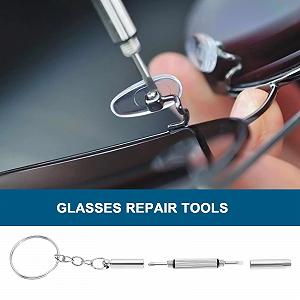 Набір Victoria Pack of 10 Mini Glasses Screwdriver 3-в-1 Комплект для ремонту окулярів Кільце з ключем Міні інструмент Сріблястий Синій synthetic.ua - Фото 1