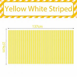 Скатертина POPOYU Pack of 2 137 x 274 см пластикова смугаста Yellow and White synthetic.ua - Фото 1
