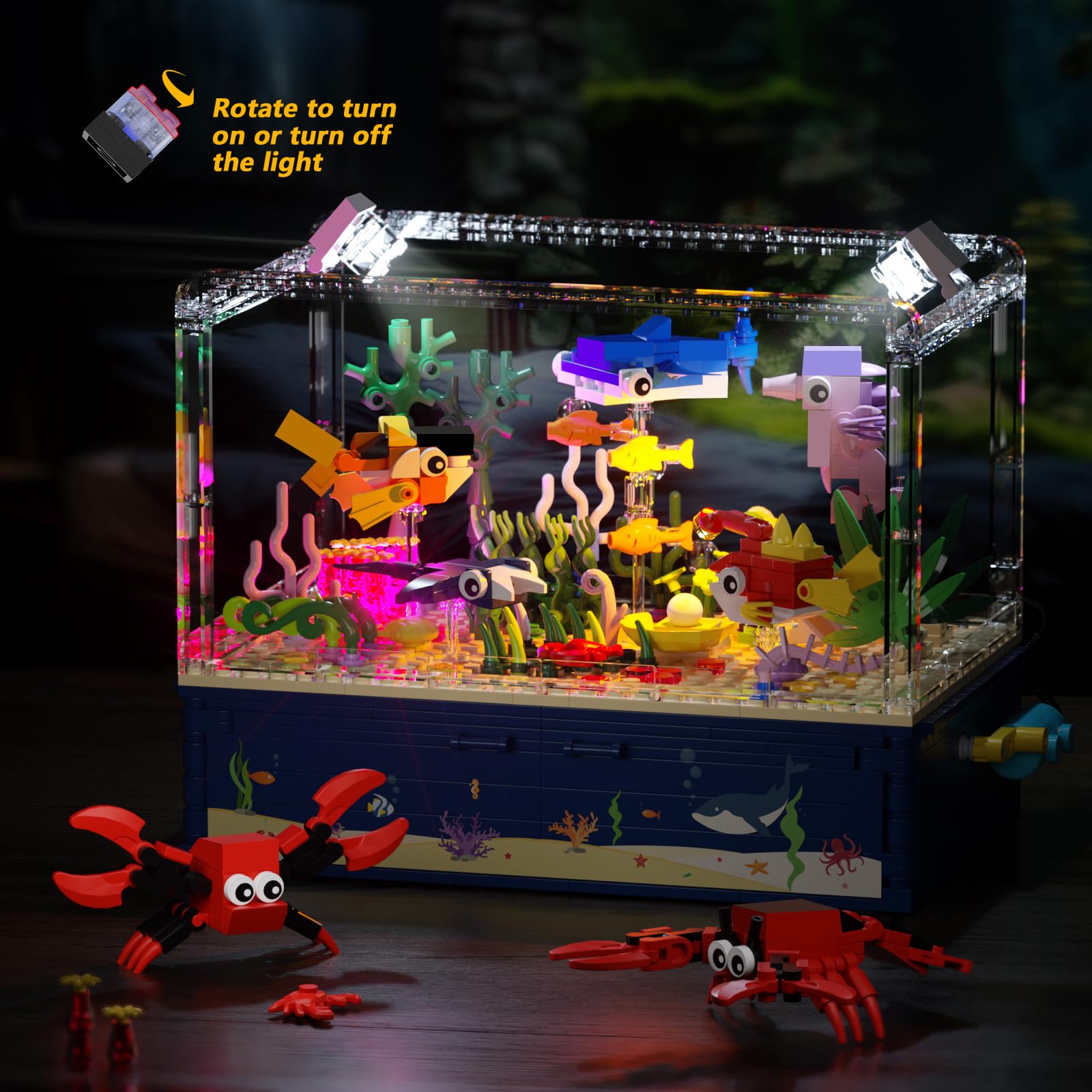 Іграшка-конструктор Millionspring Aquarium Fish Tank з LED підсвіткою 841 шт., фото №8