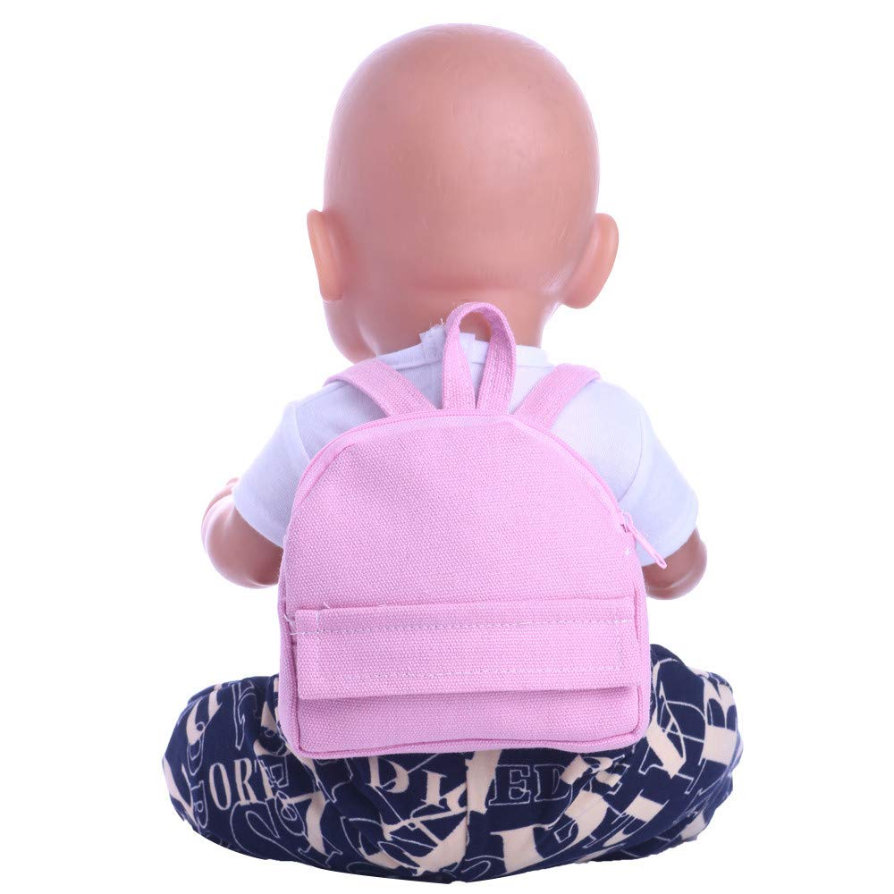 Рюкзак Uteruik для куклы, подходит для 18-дюймовой американской куклы, Мини рюкзак на молнии, аксессуары для школьной сумки (Розовый), фото №4