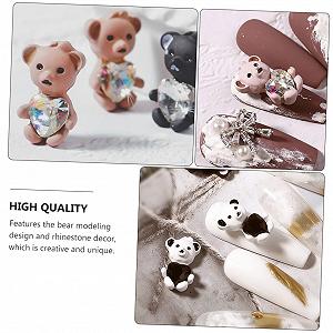 Набор медвежат для маникюра 5 шт. для украшения мобильного телефона, блестящие украшения для ногтей, подвески для ногтей с животными, набор искусственных ногтей для маникюра, украшения в форме медвежат для маникюра, декор для DIY synthetic.ua - Фото 1
