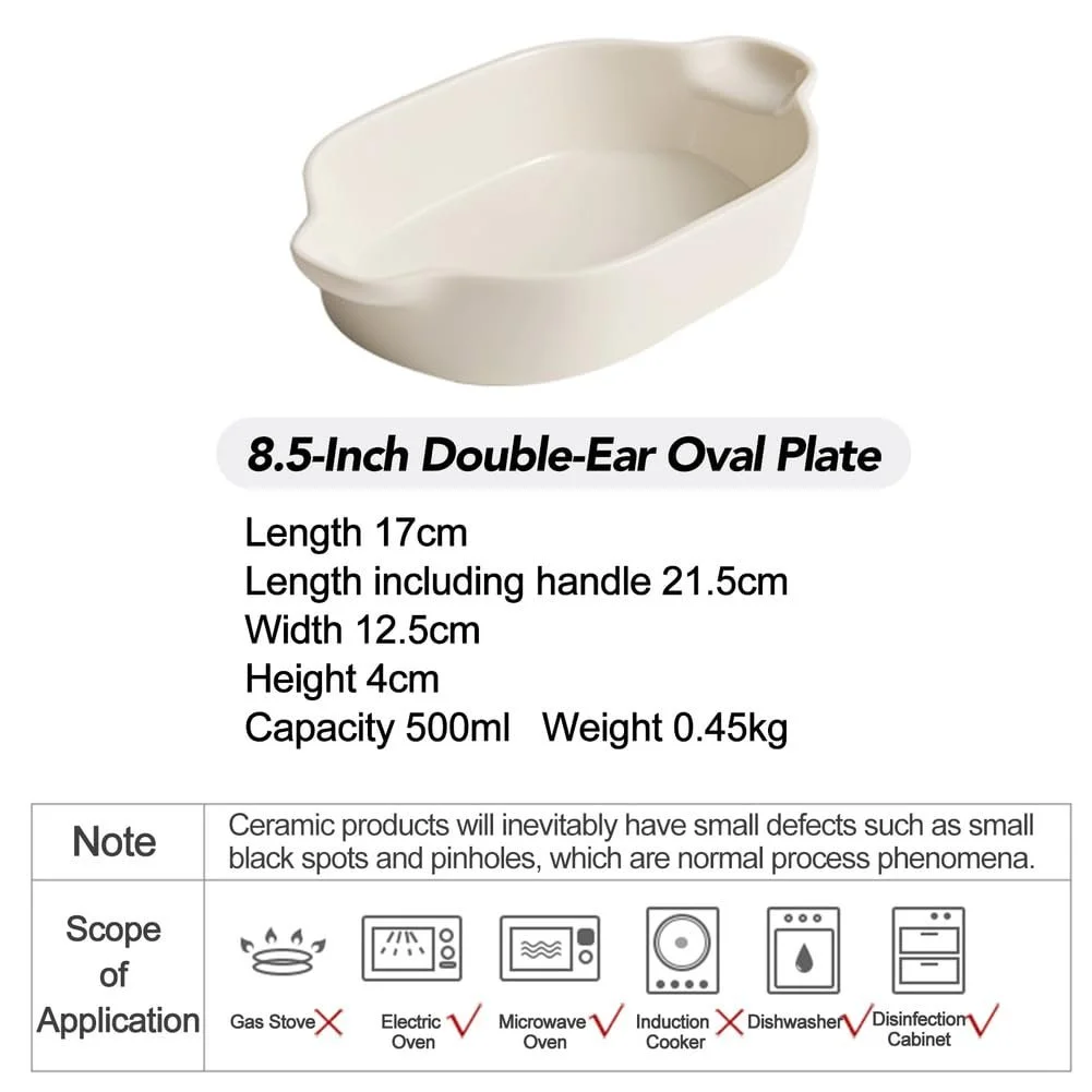 Форма для запекания Dxcaicc Овальная фарфоровая белая с двойными ручками, фото №2