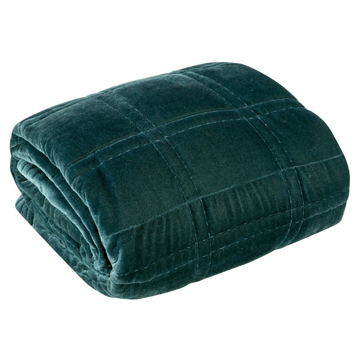 Покрывало Eurofirany Бархатное стеганое Kristin 2 Dark Mint, 220 см x 240 см, серебристо-голубое, фото №3