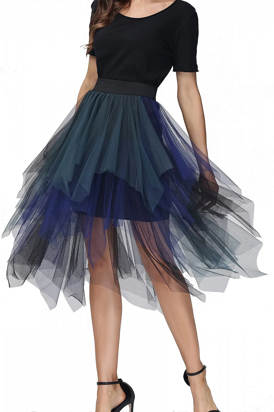 Плиссированная Юбка Тюлевая Юбка Асимметричные Юбки Короткая Юбка-Скейтера Миди Юбка Летняя Юбка, фото №3