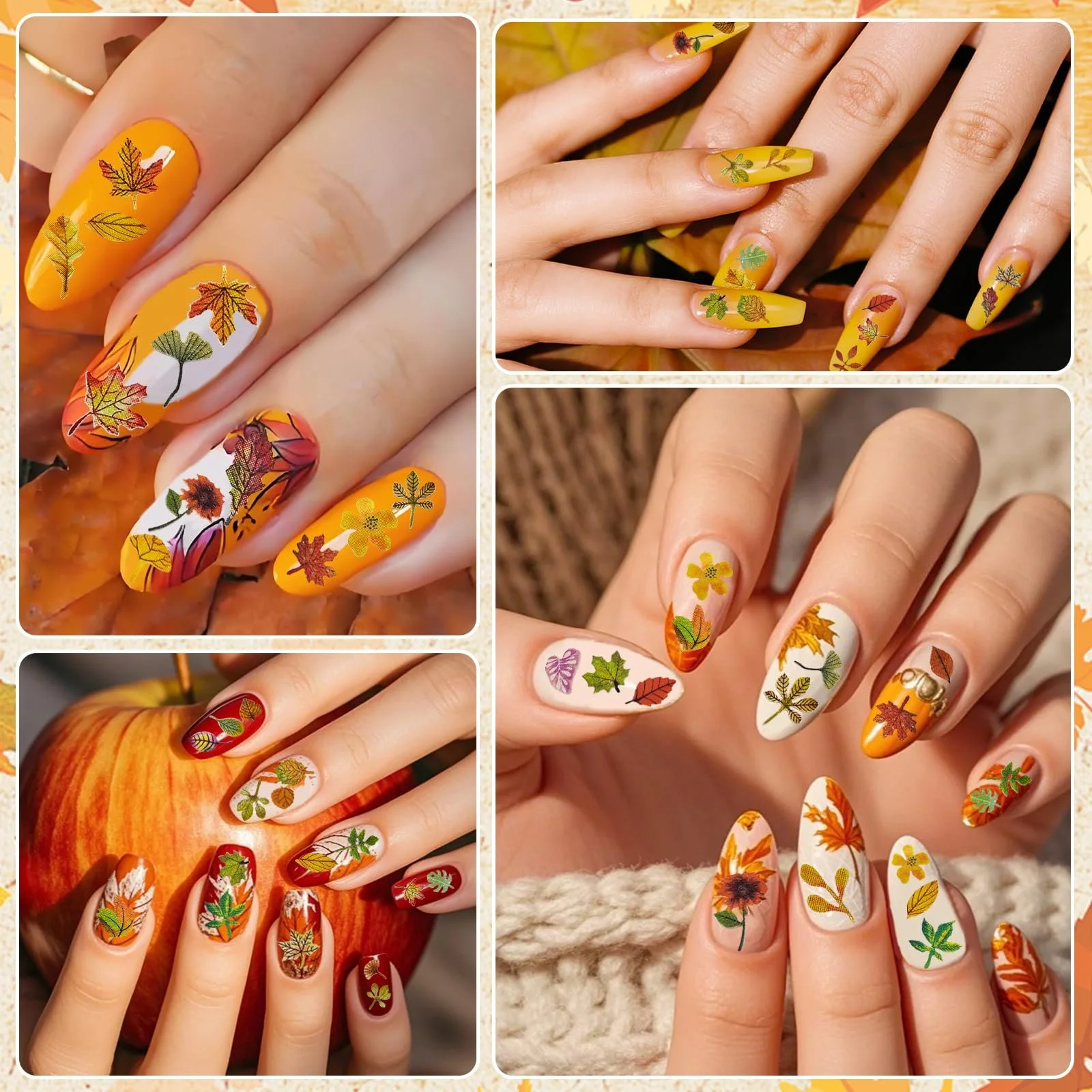 Декор для ногтей Autumn Falling Leaves 2 коробки 3D Glitter, фото №5
