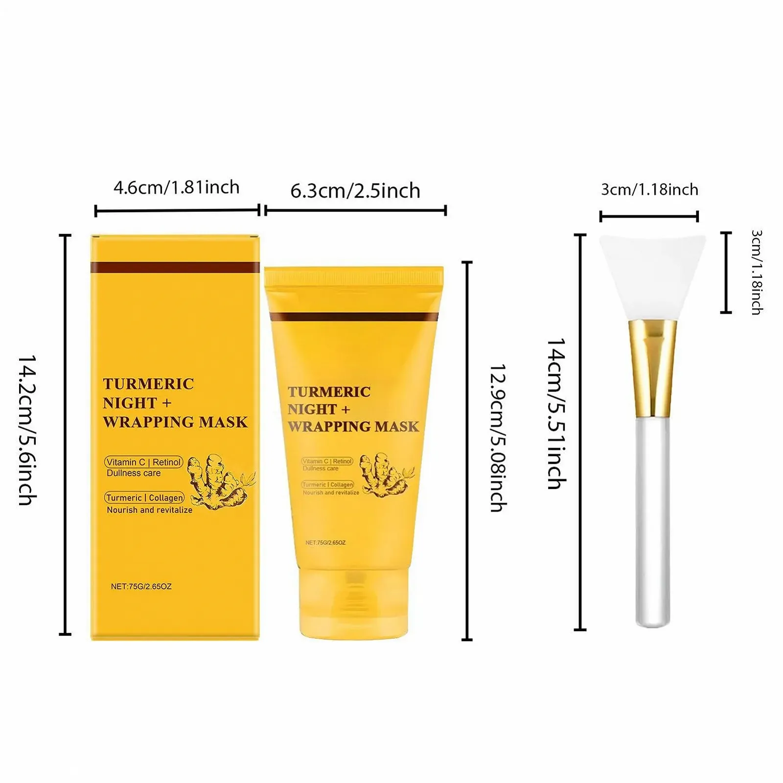 Маска для лица Iouyjiu Overnight Wrapping, ночная увлажняющая маска для сияющего цвета лица с куркумой, улучшает эластичность кожи, 5,08 x 2,48 дюймов, фото №2
