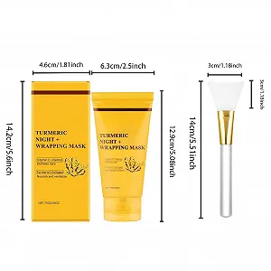 Маска для лица Iouyjiu Overnight Wrapping, ночная увлажняющая маска для сияющего цвета лица с куркумой, улучшает эластичность кожи, 5,08 x 2,48 дюймов synthetic.ua - Фото 1