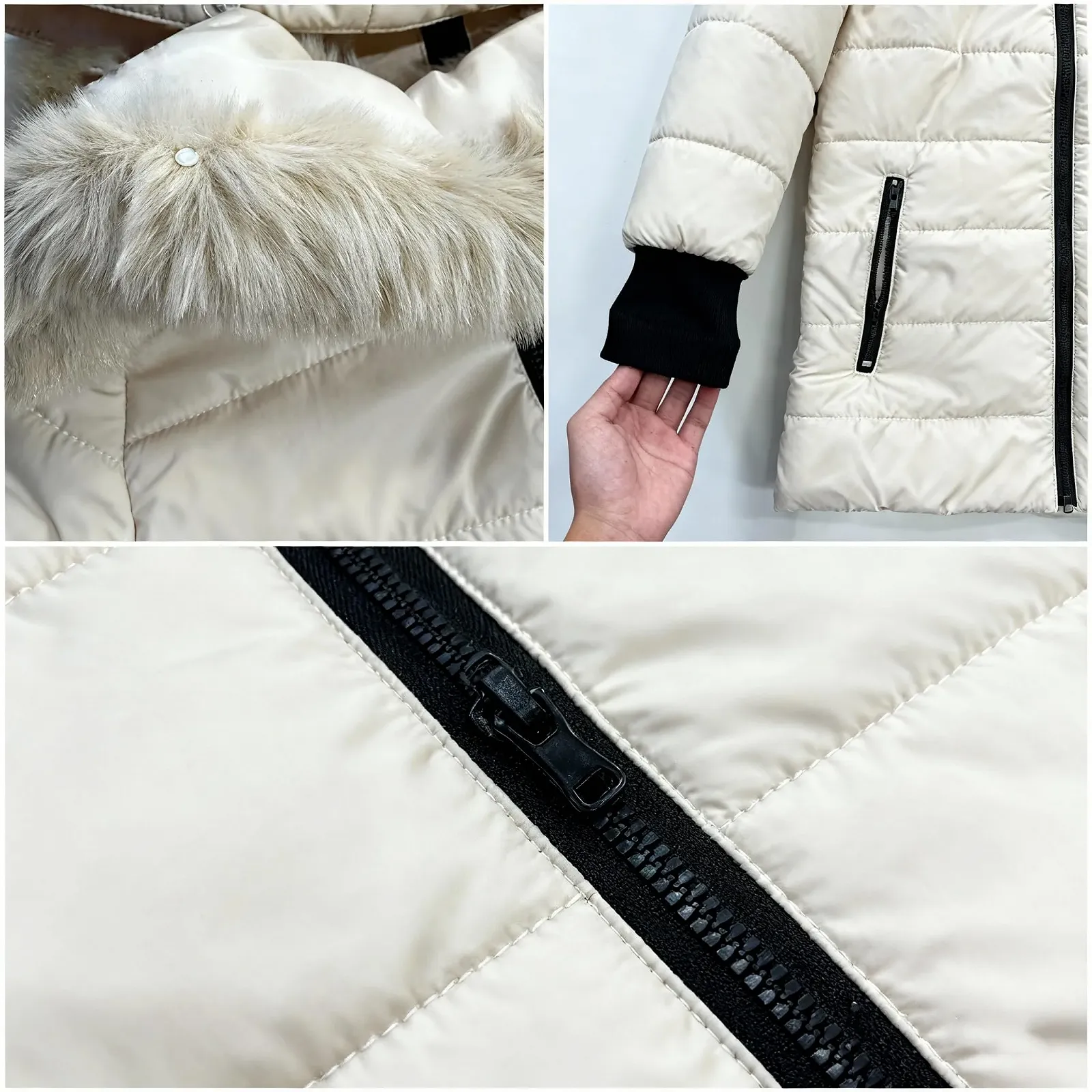 Унисекс детская зимняя куртка Generisch стеганая куртка теплые пуховики с меховым капюшоном зимняя парка пушистая куртка легкая детская куртка верхняя одежда зимнее пальто детское, фото №4