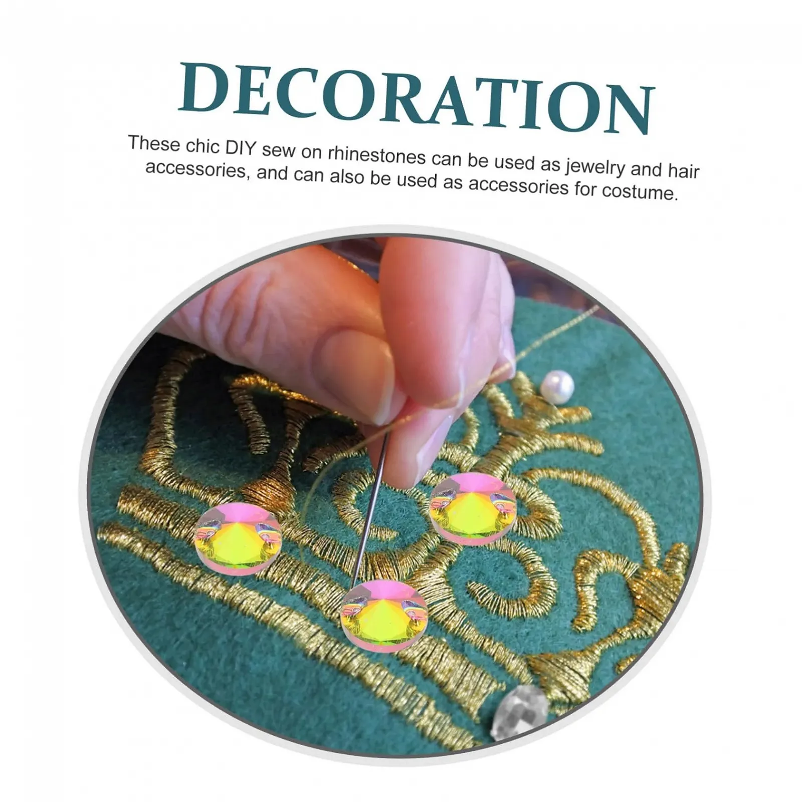 Стрази Пришивні скляні круглі 48 шт, фото №9