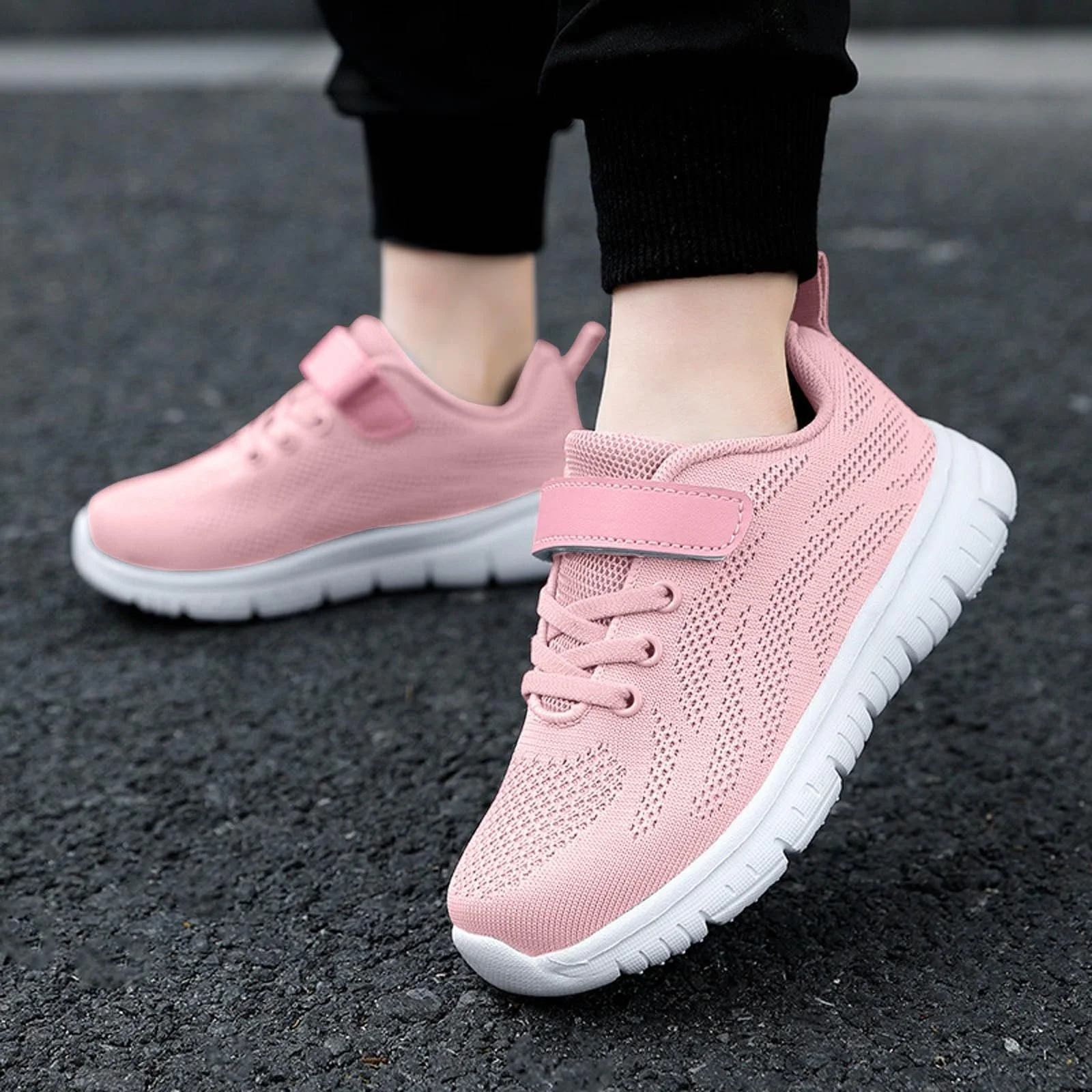 Кроссовки для девочек, дышащие, легкие, для бега по пересеченной местности, минималистичные, для бега по дороге, на шнуровке, для помещений, фото №3