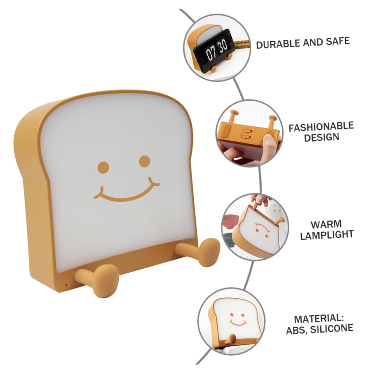 Світильник PRETYZOOM Kawaii Нічник Хлібець Силіконовий для дітей Тримач для мобільного Телефону, фото №5 Світильник PRETYZOOM Kawaii Нічник Хлібець Силіконовий для дітей Тримач для мобільного Телефону, фото №5