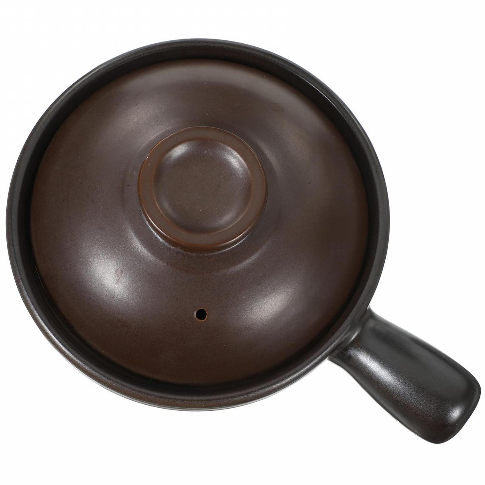 Горшок для запекания LIFKOME керамический с крышкой и одной ручкой, фото №1