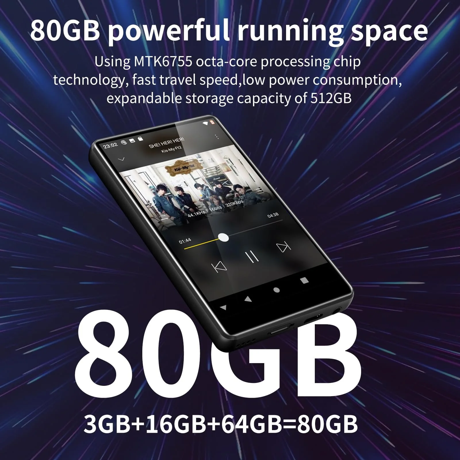 MP3 плеер SWOFY M503 Pro 80 ГБ Bluetooth и WiFi Черный, фото №5