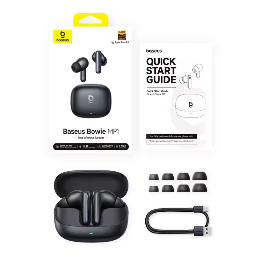 Навушники Baseus Bowie MP1 Hi-Res LDAC ANC -55dB 6-Mic Black, фото №14 Навушники Baseus Bowie MP1 Hi-Res LDAC ANC -55dB 6-Mic Black, фото №14