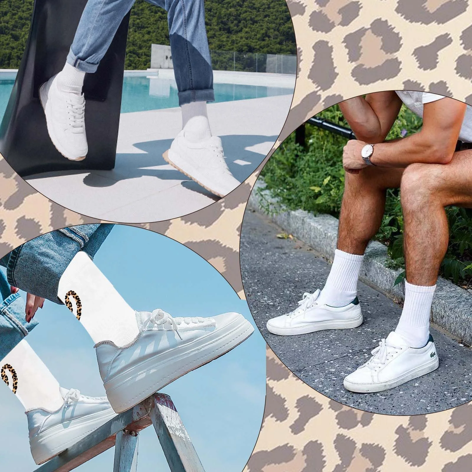 Шкарпетки тенісні жіночі з леопардовим серцем Білий, Розмір 39-42, фото №6 Шкарпетки тенісні жіночі з леопардовим серцем Білий, Розмір 39-42, фото №6