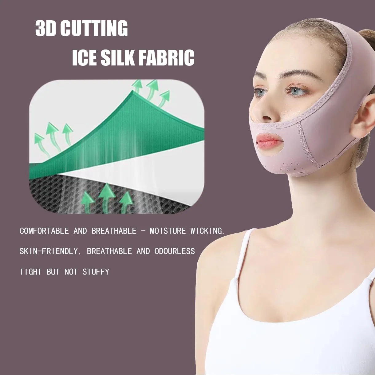 Наклейка для подтяжки лица CCAIPU Дышащая Легкая Ледяной шелк V-образные ремни для лица, фото №4
