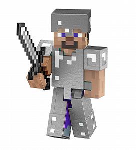 Фігурка Minecraft Diamond Level Steve 14 см, рухома, литий залізний обладунок, меч, блок для дорослих synthetic.ua - Фото 1