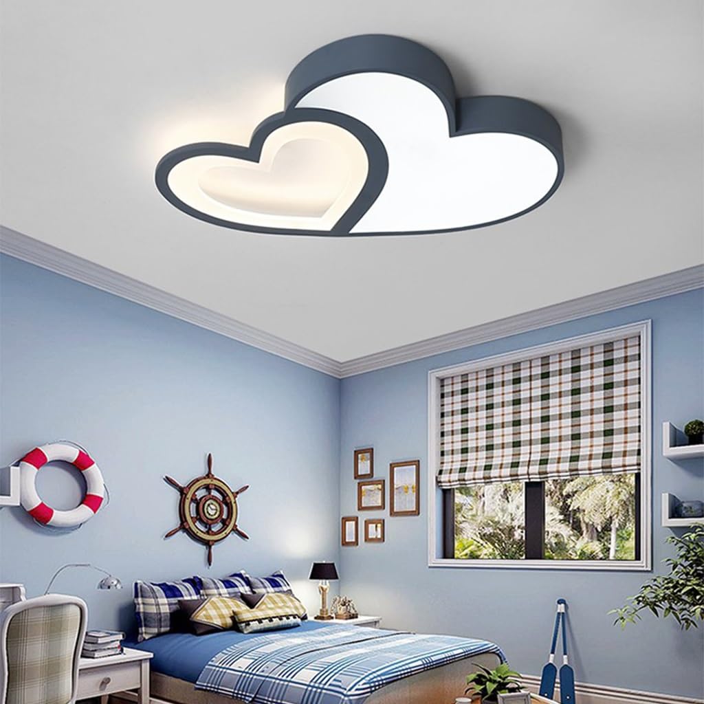 Светильник потолочный светодиодный мультфильм с диммируемым акриловый креативный в форме сердца розовый (Цвет: синий), фото №1