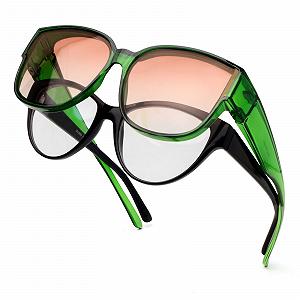 Солнцезащитные очки поляризационные Face Shadow для женщин, для ношения поверх обычных очков, защита UV400, большие, ультралегкие, для вождения, рыбалки, XL-прозрачная зеленая оправа/градиент - Фото 1