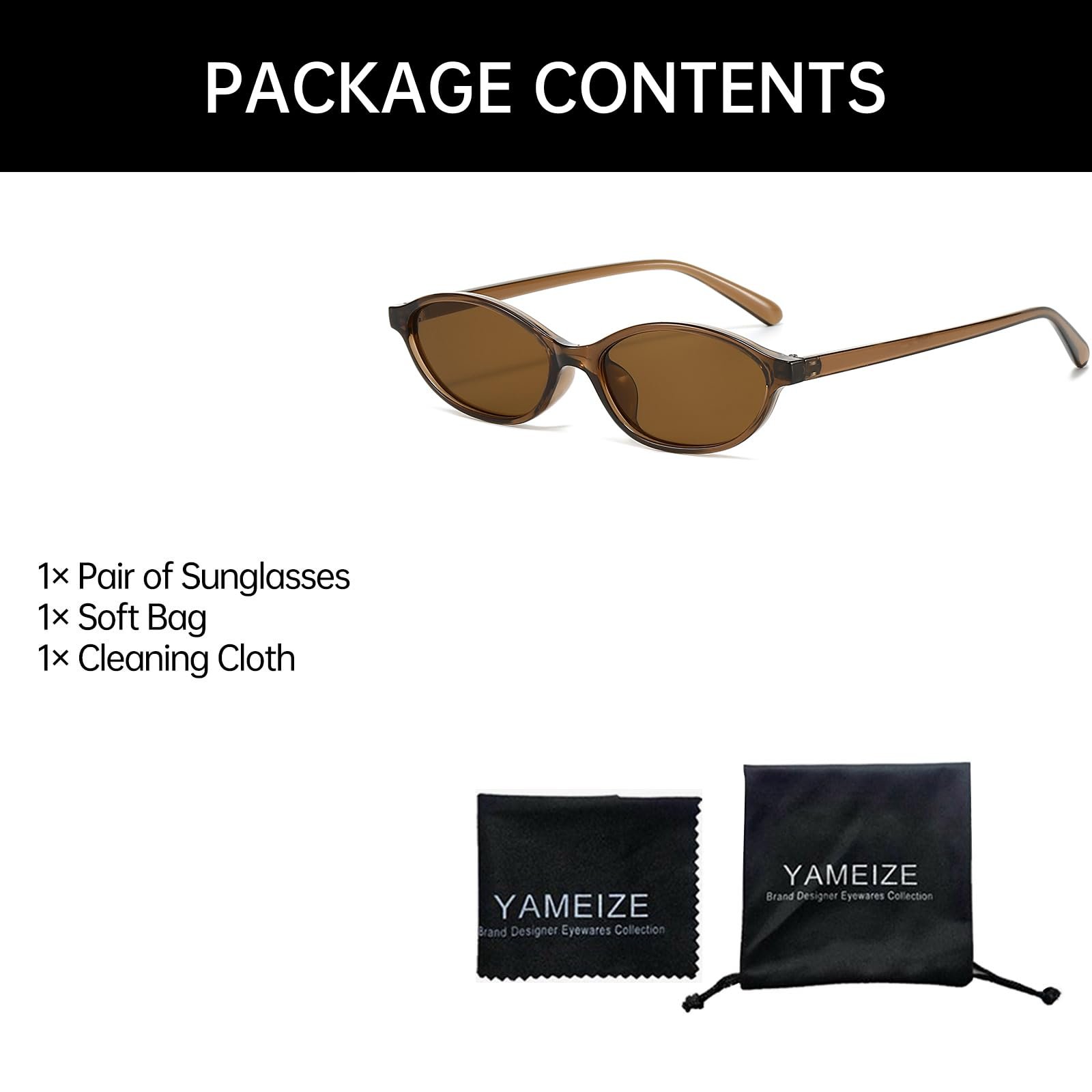 Сонцезахисні окуляри Овальні YAMEIZE Вінтажні для чоловіків та жінок Маленькі, фото №5