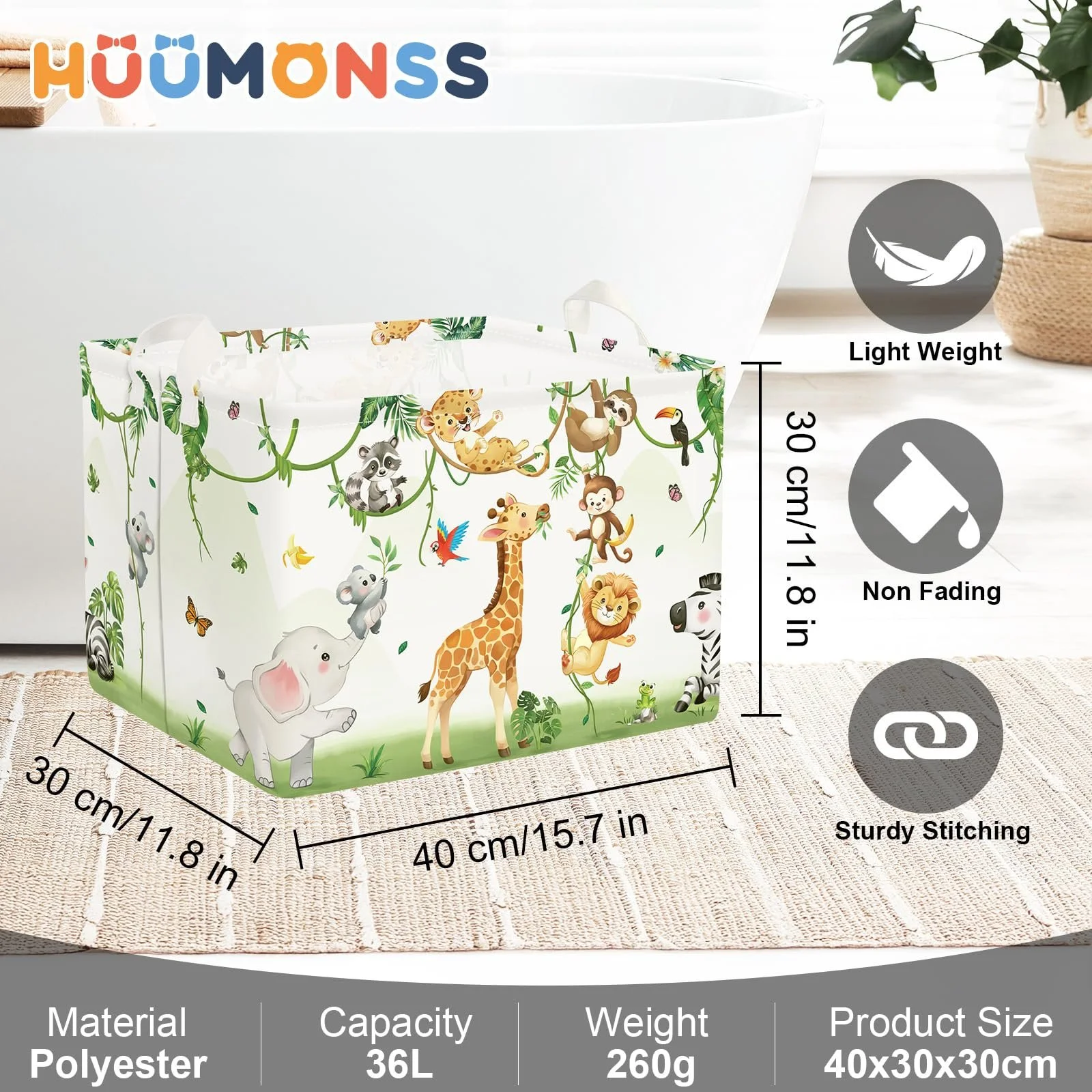 Корзина для игрушек Детская HUUMONSS Жираф Медведь для мальчиков девочек Слоны Большая, Белый 36 л, фото №6 Корзина для игрушек Детская HUUMONSS Жираф Медведь для мальчиков девочек Слоны Большая, Белый 36 л, фото №6