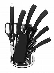 Набор ножей Кухонный Herzberg Cuisine Professional HGMSN8-BLK, нержавеющая сталь, акриловая подставка, эргономичная ручка, 8 отделений, черный - Фото 1