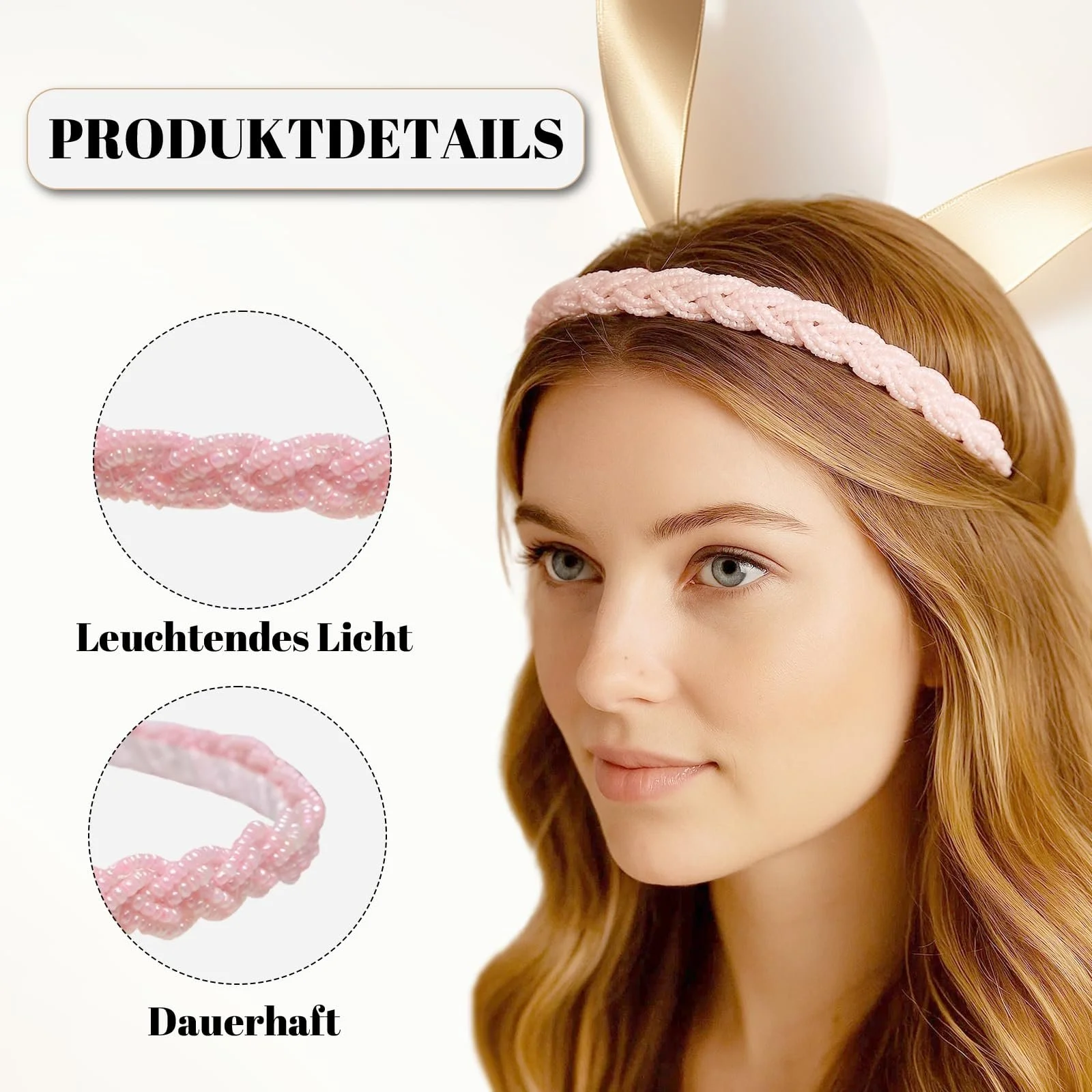 Набір плетених обручів на голову з перлинами, 4 шт., фото №3 Набір плетених обручів на голову з перлинами, 4 шт., фото №3