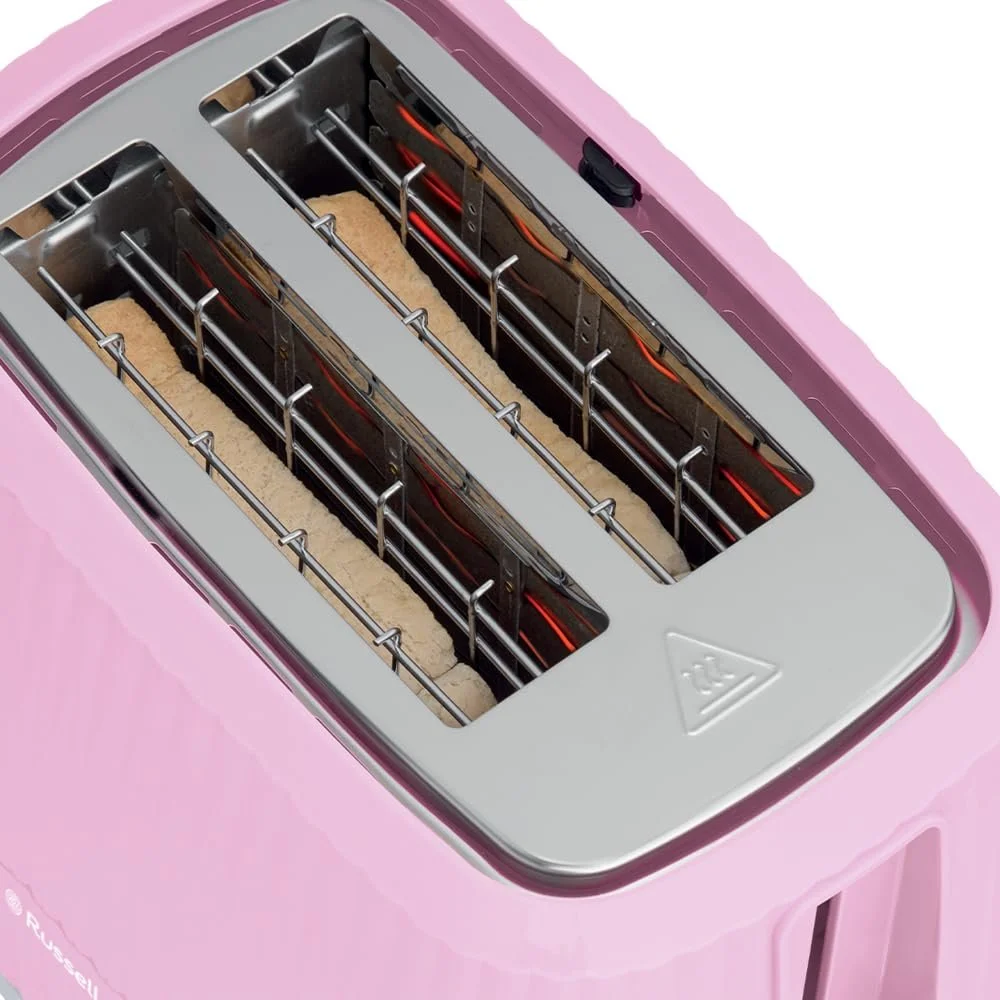 Тостер Russell Hobbs Eden 27372-56 на 2 скибочки (6 рівнів підсмажування, функція підйому, розморожування, підігріву та зупинки, висувний піддон для крихт, насадка для булочок, малиновий), фото №2