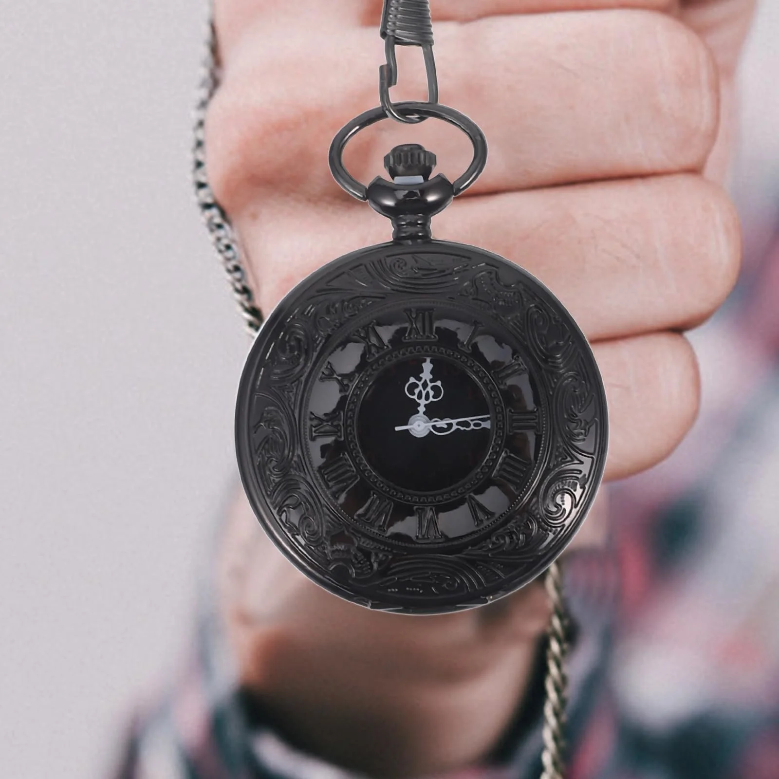 Карманные часы Quartz Hemobllo Ретро Винтажные Черные, фото №3