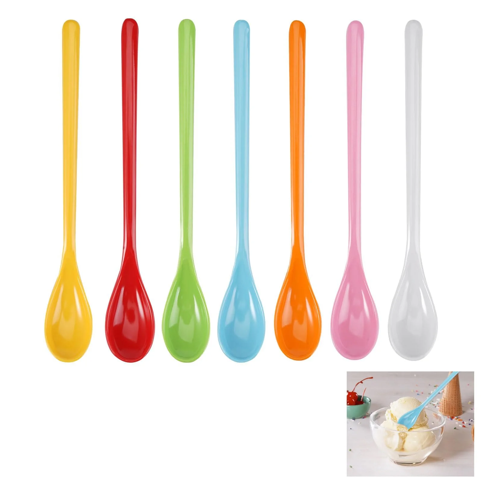 Набір пластикових ложок Різнокольорові, фото №1