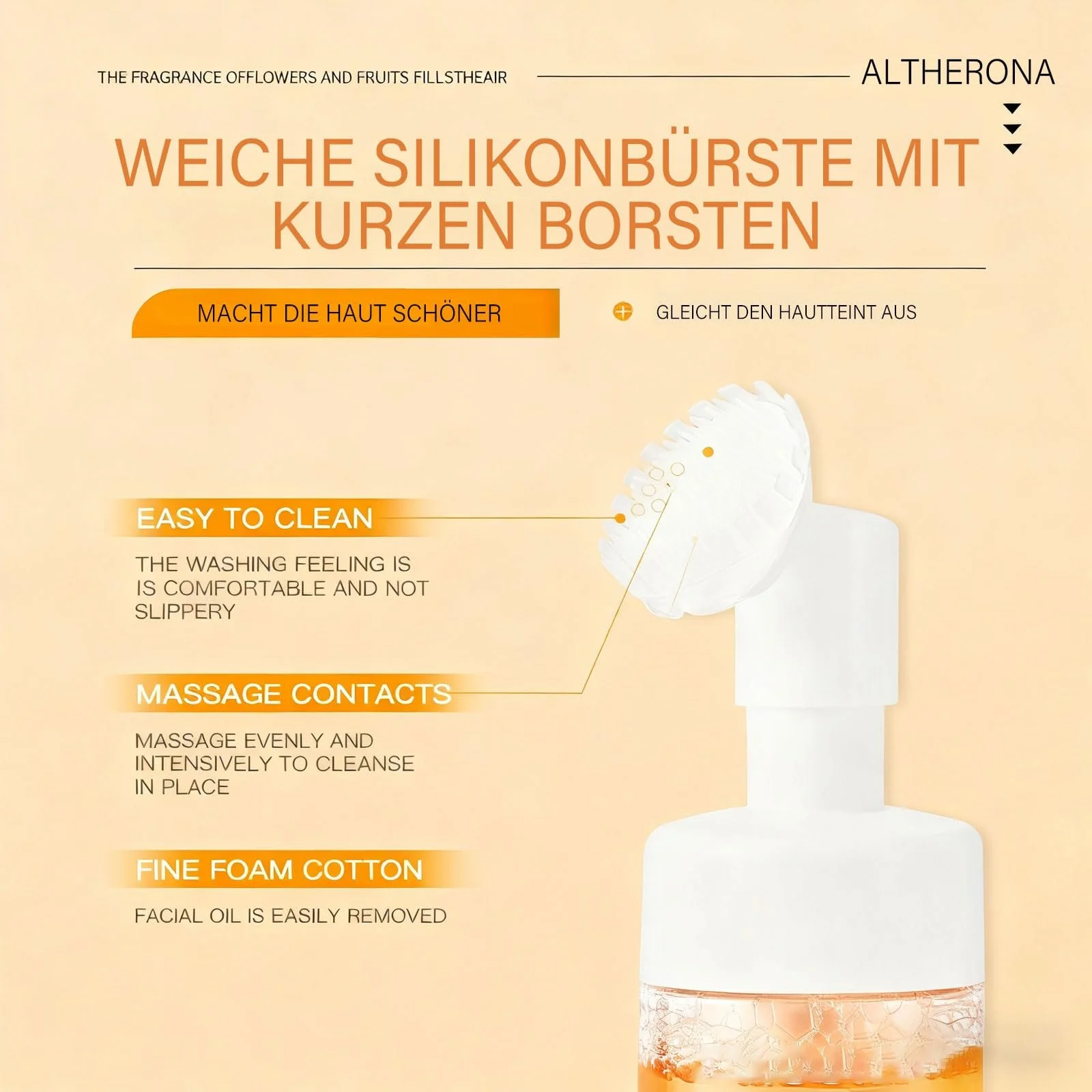 Пенка для умывания для лица с куркумой 100 мл, Очищающее средство для лица с куркумой, Ультрамягкая пенка для умывания, Средство для умывания с витамином C против темных пятен, для глубокого очищения и увлажнения, фото №3