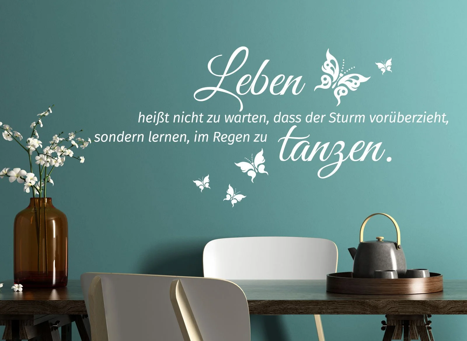 Настінна наклейка W3460 Leben heißt Метелики Самоклеюча Біла 70 x 32 см для вітальні та передпокою, фото №3