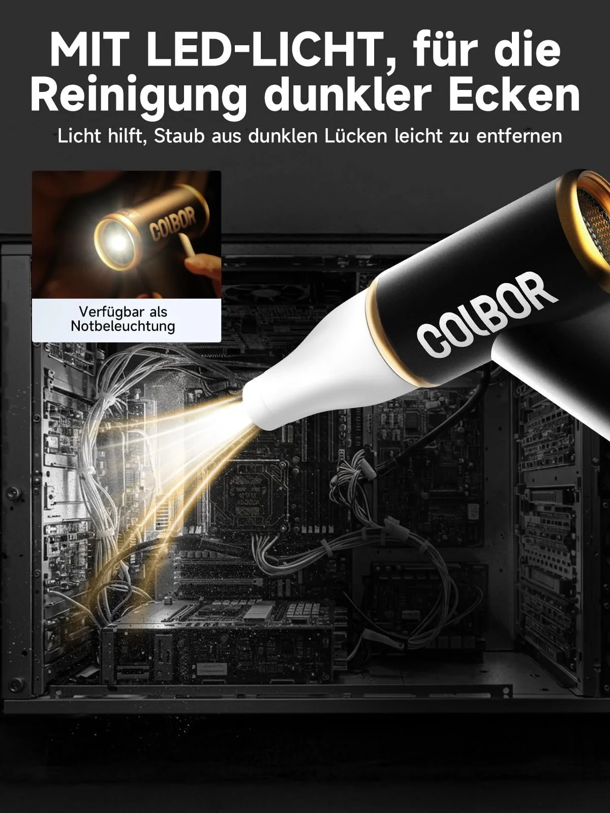 Электрическая воздуходувка COLBOR AirMaxx A1 100,000 RPM LED USB Металлическая, фото №5