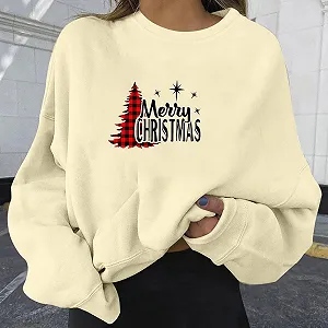 Рождественский джемпер Женский Смешной Графический Рождественский джемпер с принтом Персонализированный Элегантный Шикарный Свободный Верх Большого Размера Зимний Хлопковый Удобный synthetic.ua - Фото 1