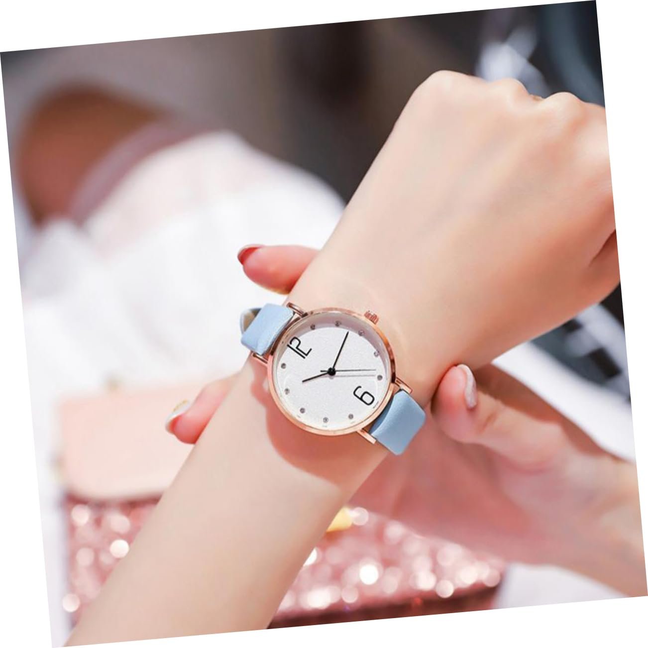 Цифровые часы Healvian Diamond Set Женские наручные часы для девушек Небесно-голубой, фото №3 Цифровые часы Healvian Diamond Set Женские наручные часы для девушек Небесно-голубой, фото №3