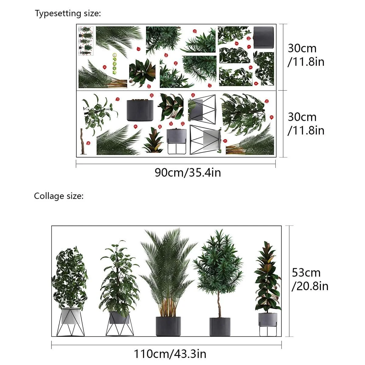 Наклейка на стену HGDESIGN Green Plant Flower Pot Leaves (A), фото №5