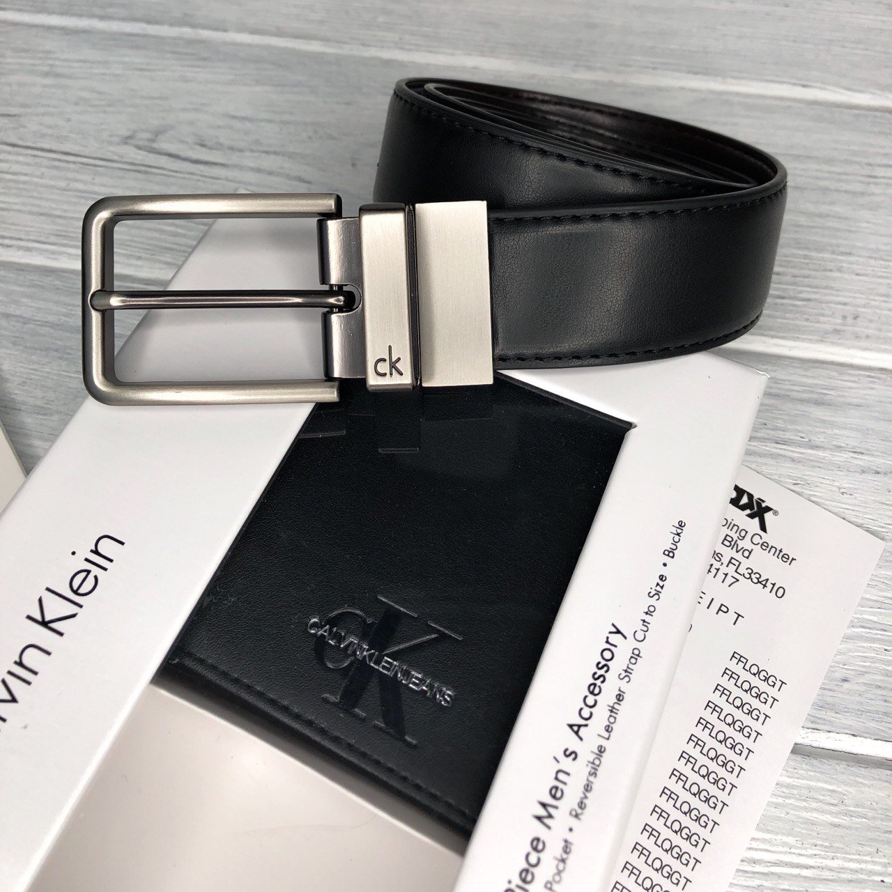 Мужской подарочный набор кожаный ремень и кошелек Calvin Klein, фото №12