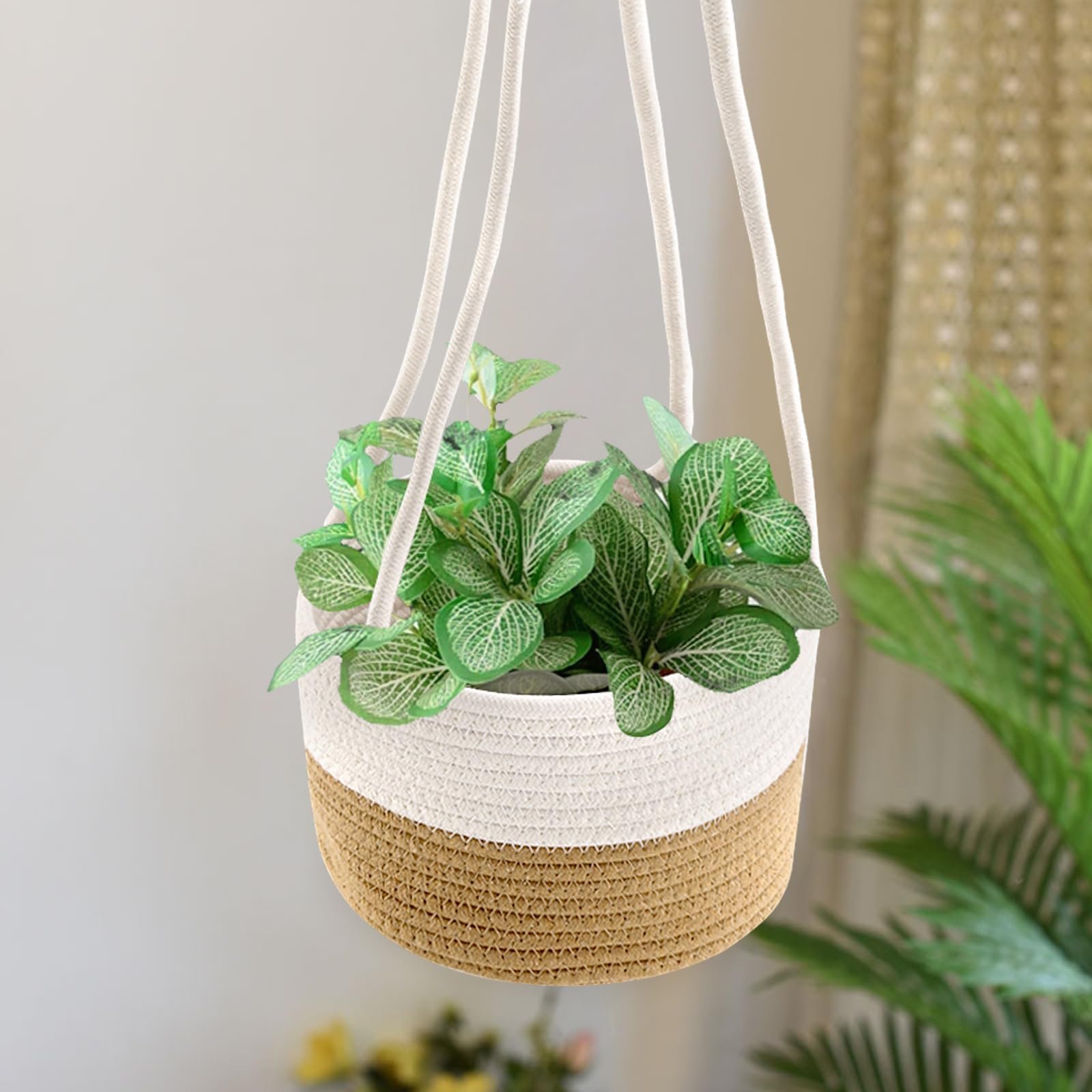 Підвісні кошики для рослин Набір із 4 шт. 2 розміри Бавовняна мотузка Boho, фото №7