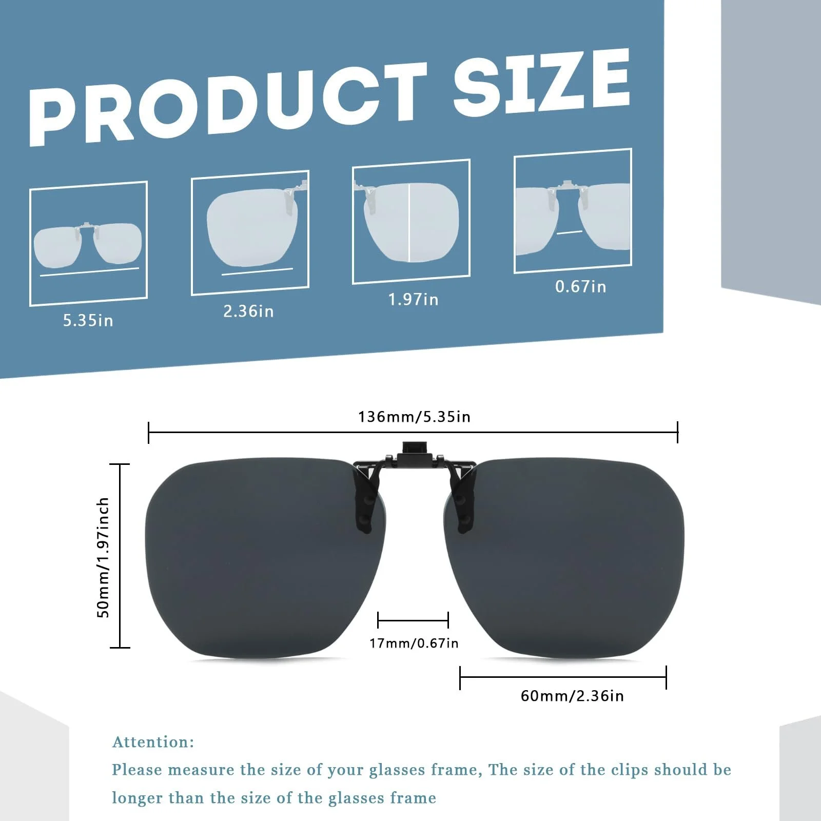 Сонцезахисні окуляри-накладки Polarised Sunglasses Clip Long Keeper для чоловіків та жінок, фото №2